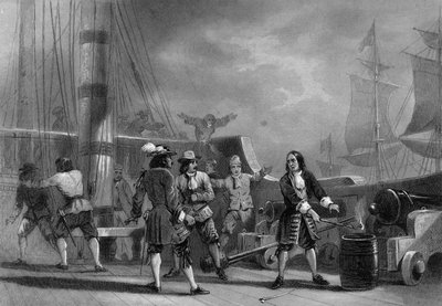 イングリッシュ・コルセア号に乗ったジャン・バート（1650-1702）。ヴァン・テナック著「Histoire générale de la marine」より 作： Unknown artist