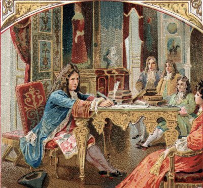 ジャン・ラシーヌ（1639-1699）がマントノン城で作曲した「エスター」と「アタリー」。19世紀末のクロモリトグラフ 作： Unknown artist