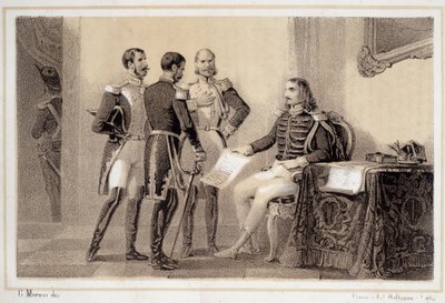 イタリア人へのプログラムを将軍たちに提示したヨアヒム・ムラート（1767-1815） - "Storia d