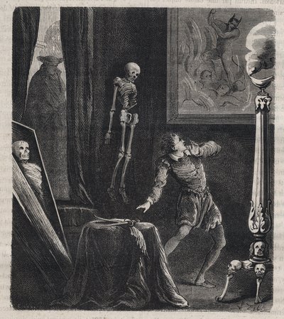 ジョン・シャテル（シャステル）（1575-1594）は、1594年12月27日にフランス王アンリ4世を暗殺しようとする前に、イエズス会によって瞑想の間に閉じ込められた。Histoire des societes secretes, politicques et religieuses "に掲載されている1879年のエングレーヴィング。 作： Unknown artist