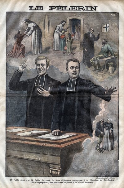 ジュール・オーギュスト・ルミール（1853-1928）とイポリット・ゲイロー（1856-1911）は、フランスの教会関係者や政治家で、1899年の『Le-Pelerin』誌に掲載された肖像画を描いている。 作： Unknown artist
