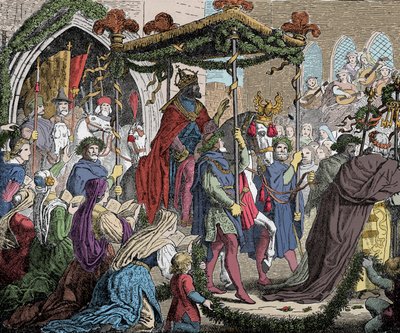 カール4世、1365年にアヴィニョンに入城 - ローマ帝国の皇帝であるルクセンブルクのシャルル4世（1316-1378）は、1365年にアヴィニョンに入城しました。 作： Unknown artist