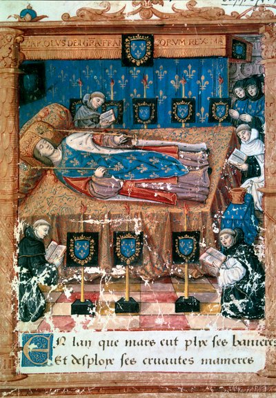 国王シャルル8世（1470-1498）の死に際の様子 1498年8月4日 オクタヴィアン・ド・サン・ゲレ（1468-1502）がオヴィッドの「L