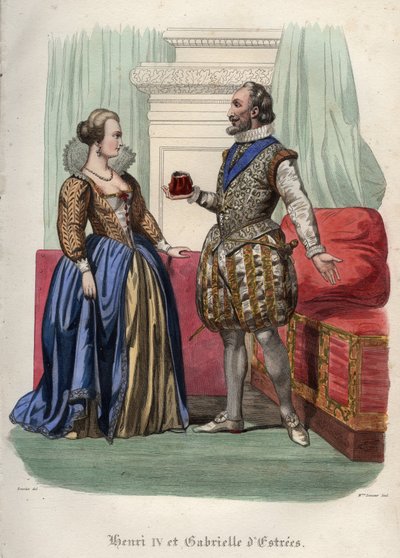 フランス王アンリ4世（Henry IV）（1553-1610）と愛人のガブリエル・デストリーズ（Gabrielle d