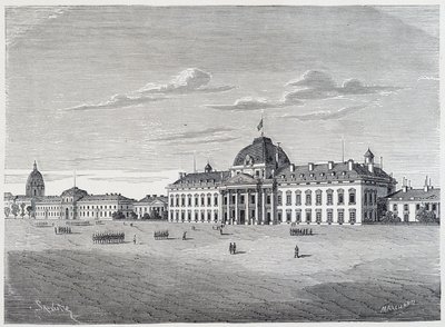 シャン・ド・マルスから見たエコール・ミリテール・デ・アンヴァリッド - 1830年頃の版画 作： Unknown artist