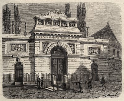 1873年のパリのエコール・ポリテクニーク - "The world illustrious "の1873年のエングレービング 作： Unknown artist