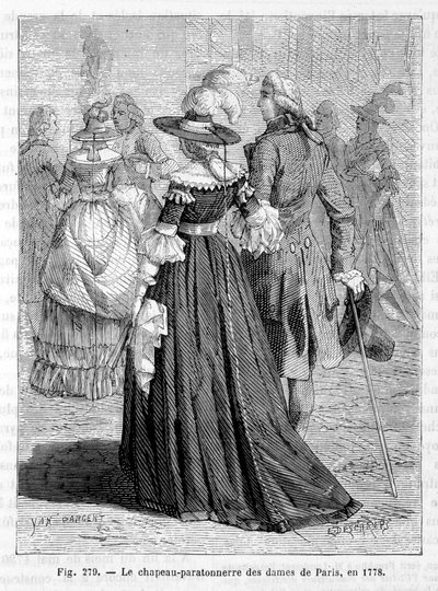 レディース・オブ・パリの避雷針付き帽子 1778年 - 彫刻 作： Unknown artist
