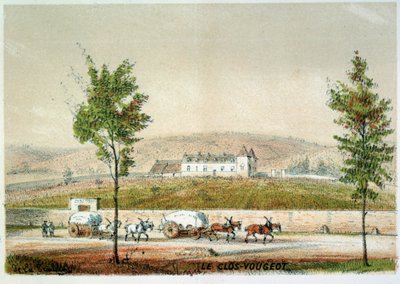 コート・ドール（ブルゴーニュ・ワイン）のブドウ畑、ル・クロース・ヴージョ（Le clos Vougeot）。19世紀のエングレーヴィング。パリB N 作： Unknown artist