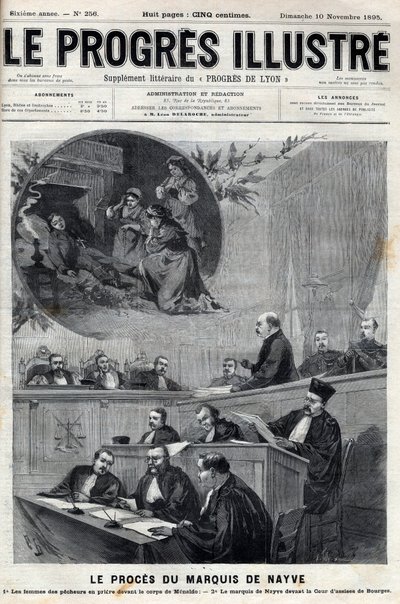 1895年のブールジュ裁判におけるネイヴ侯爵の訴訟-1895年の『輝けるプログレス』に掲載されたエングレーヴィング 作： Unknown artist
