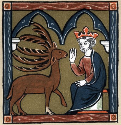 Legend Arthurian: Merlin metamorphosis in Fivewood deer visits Jules Cesar.ヘルマン・スーチエ著「フランス文学史」にて 作： Unknown artist