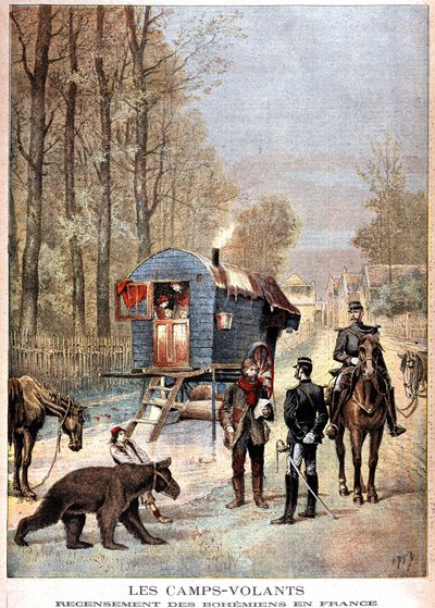 Les camps volants:フランスのボヘミアンの国勢調査（Roulotte, bohemiens et gendarmes） - 1895年05月05日の「Le petit journal」にて 作： Unknown artist