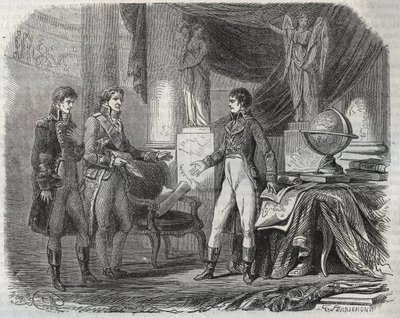 ナポレオン・ボナパルト（1769-1821）とアミアン条約（1802年）を交渉するコーンウォリス卿（1738-1805） - アミアンの平和（フランス） - 1802年3月に調印された条約により、革命戦争が終結した 作： Unknown artist