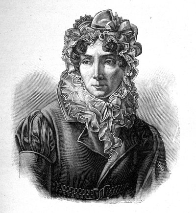 Madame de Genlis - Portrait of Stéphanie Congratulate the Crest of Saint Aubin (Saint-Aubin) (1746-1830), Countess of Genlis, フランスの文学者。 作： Unknown artist