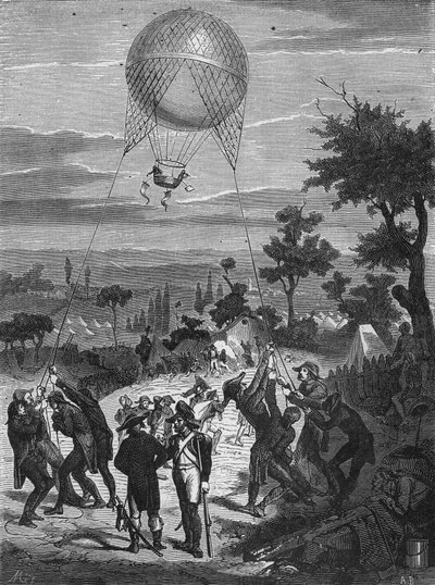 共和国の軍隊で使用されたキャプティブ・エアロスタットの操縦。科学のアルバム」（ジュベ社）より 作： Unknown artist