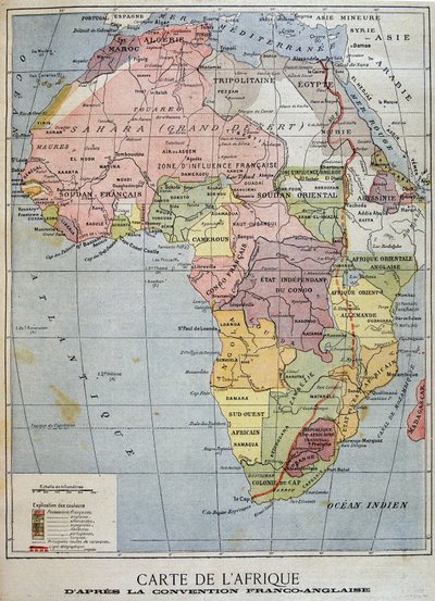 英仏条約によるアフリカの地図 - 1899年9月4日付「Le Petité Journal」紙にて 作： Unknown artist