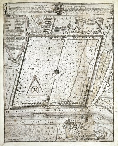 1630年のミラノ大疫病の際のミラノのラザレットの地図（図面 作： Unknown artist