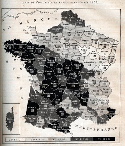 1865年のフランスにおける無知の地図-。 作： Unknown artist