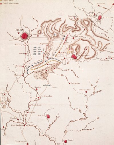 1805年12月2日、アウステルリッツの戦いの地図 作： Unknown artist