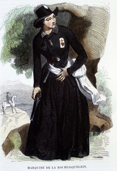 ラ・ロシュジャケラン侯爵夫人（またはラ・ロシュジャケラン）（1772年～1857年）（胸にはヴァンデアンの徽章）、19世紀のエングレーヴィング 作： Unknown artist