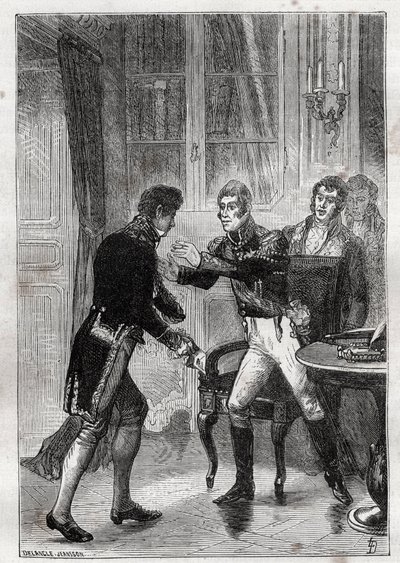 1830年、シャルル・ルメルシエ・ド・ロングプレ（1778-1854）とシャルル10世のサン＝クルーでの会談 - ルイ＝ブラン（1811-1882）の『Histoire de dix ans: 1830-1840』に掲載された1882年のエングレービング 作： Unknown artist