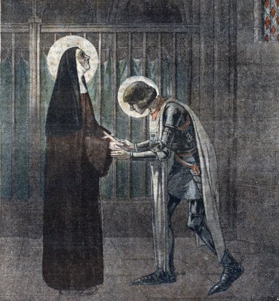 ムーランでのジャンヌ・ダルク（1412-1431）とコレット・ド・コルビ（1381-1447）の出会い 作： Unknown Artist