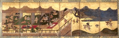 メリーメイキング（紙にインク、色、金箔） 作： Unknown artist