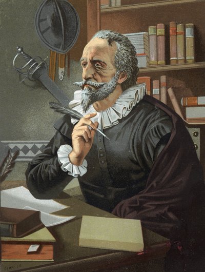 ミゲル・デ・セルバンテス（スペインの作家）（1547 - 1616）hombres y Mujeres celebresの後。バルセロナ1877年。 作： Unknown artist