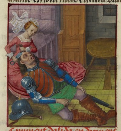 Miniatura de Dalila cortando o cabelo de Sansão de 
