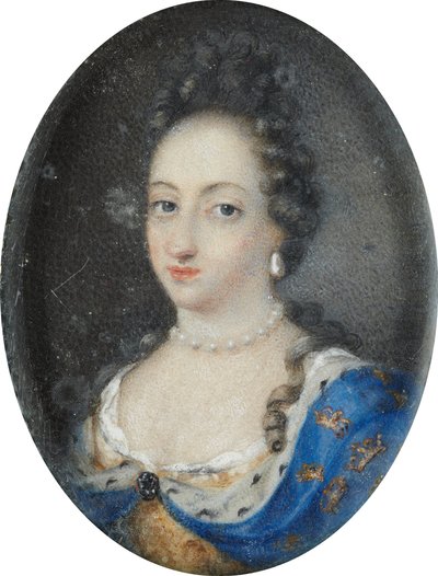 スウェーデンの長老ウルリカ・エレオノーラ女王のミニチュア、1680年頃（羊皮紙にガッシュ） 作： Unknown artist