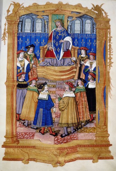 ルイ11世（1423-1483）と聖ミカエル騎士団の騎士たちを描いた15～16世紀のミニチュア。 作： Unknown artist