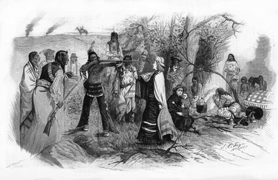 Miss Josephine Meekerは、1880年にアメリカン・インディアンの反乱によって母親と一緒に囚われの身となりました。 作： Unknown artist
