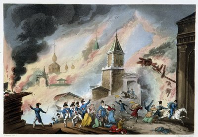 1812年9月のモスクワの火事-サザーランド、デュバーグ、ロンドンの「ナポレオン戦争」の中で 作： Unknown artist