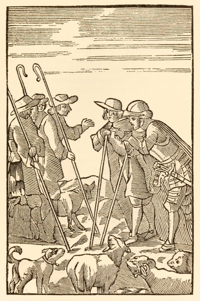 山の美味しい彼らは今、巡礼者の進歩からこの世界へ、ジョン・バニヤン（1628-1688）によってもたらされるものへと昇っていきます。 作： Unknown