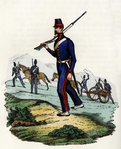 1830年にアルジェリアに駐留していたフランスアフリカ軍の山岳砲兵大隊。Storia d