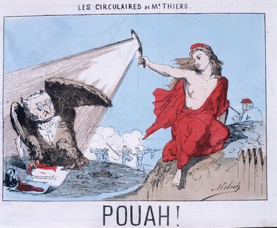 ティアーズ氏のチラシ - Pouah!: フクロウとマリアンヌ(La commune)のThiersの漫画が彼を照らします。 作： Unknown artist