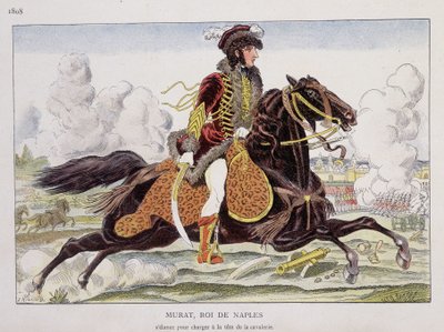 騎兵隊の先頭に立って突撃するナポリ王ムラット（1767-1815）。 作： Unknown artist