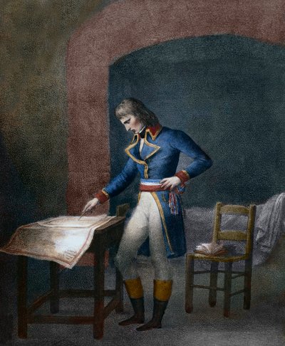 ナポレオン1世ボナパルト（1769-1821）、ロベスピエール失脚後の1794年8月10日、アンティーブのカレ砦にて - Napoleon Bonaparte, prisoner in Fort Carre, Antibes, August 1794 作： Unknown artist