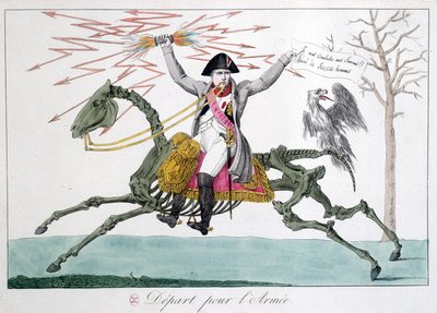 ナポレオン：馬に乗った戦士の風刺画（スケルトン） - 風刺画コレクション「Napoleon 1er」より 作： Unknown artist