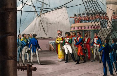 ナポレオンが英国の信仰を打ち明ける-1815年7月15日、サン・ヘレネ（St.Helene）への亡命のきっかけとなった英国船ベロフォン号に乗ったナポレオン・ボナパルト-英国民の寛大さに身を委ねたナポレオン大帝、イノシシで 作： Unknown artist