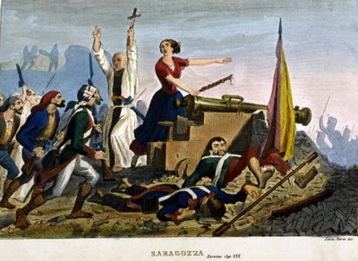 ナポレオン戦争：サラゴサ(Zaragoza)の包囲。1808.Coll.Privée, Milan. 作： Unknown artist