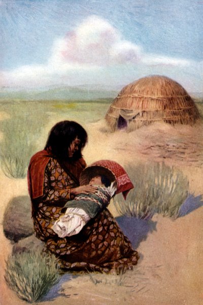 ピマ族の子供とネイティブ・アメリカンの母親 作： Unknown artist