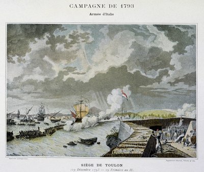 海戦の様子1793年トゥーロンの包囲 - "The naval battles of Napoleon "にて 作： Unknown artist