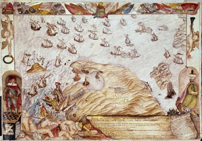 1661年のトルコ艦隊とヴェネツィア艦隊の海戦 - ミニチュア - ヴェネツィア, Biblioteca Marciana 作： Unknown artist