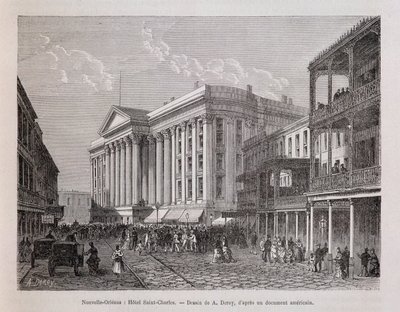 New Orleans (ニューオリンズ): Hotel Saint-Charles (サンチャールズ) - 「Le tour du monde」1876年2学期掲載 作： Unknown artist