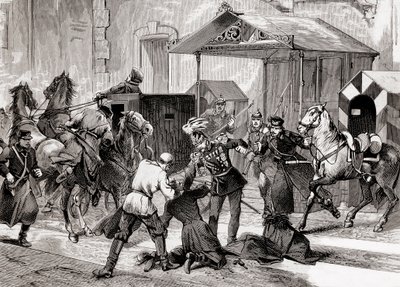 ロシアのニヒリズム - 1880年、大モスカイアのホテルのドアの外で、キャンプ補佐官ロリス・メリコフ（Loris-Melikoff）将軍に対する暗殺未遂事件 - 19世紀のロシアのニヒリズム運動：L伯爵に対する暗殺未遂事件 作： Unknown artist