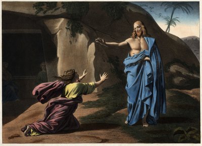 Noli me tangere: Saint Magdaleneへのキリストの出現。19世紀の匿名の彫刻。 作： Unknown artist