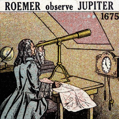 Ole Christensen Romer（Olaus Roemer）、デンマークの天文学者（1644-1710）、木星の衛星の日食を観測 作： Unknown artist