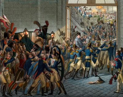 100日目"ナポレオン・ボナパルト（1769-1821）がエルバ島の亡命先から帰還 - 1815年3月20日、チュイルリー宮殿での凱旋 - 19世紀のエングレーヴィング 作： Unknown artist