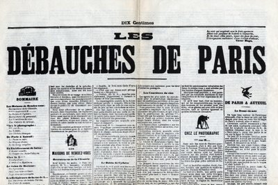 新聞「Les debauches de Paris」の1枚、19世紀後半。 作： Unknown artist