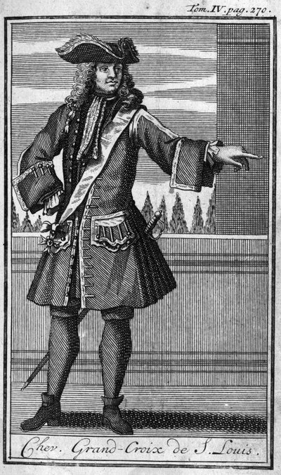 騎士道の勲章17世紀のフランス、サン・ルイ大十字勲章のシュヴァリエ。これまでに設立された男女の騎士団、セキュリエ、レギュラーの歴史」の中で。アッベ・ジュスティーニからの引用版 作： Unknown artist